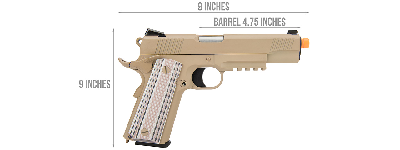 WE Tech Full Metal 1911 M45A1 Gas Blowback Airsoft Pistol (TAN)