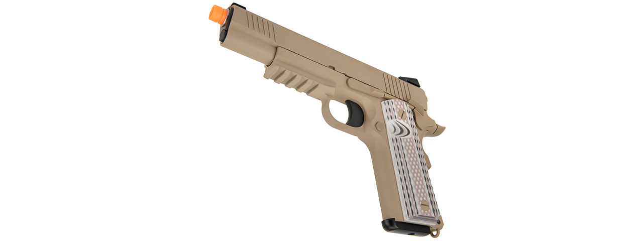 WE Tech Full Metal 1911 M45A1 Gas Blowback Airsoft Pistol (TAN) - Click Image to Close