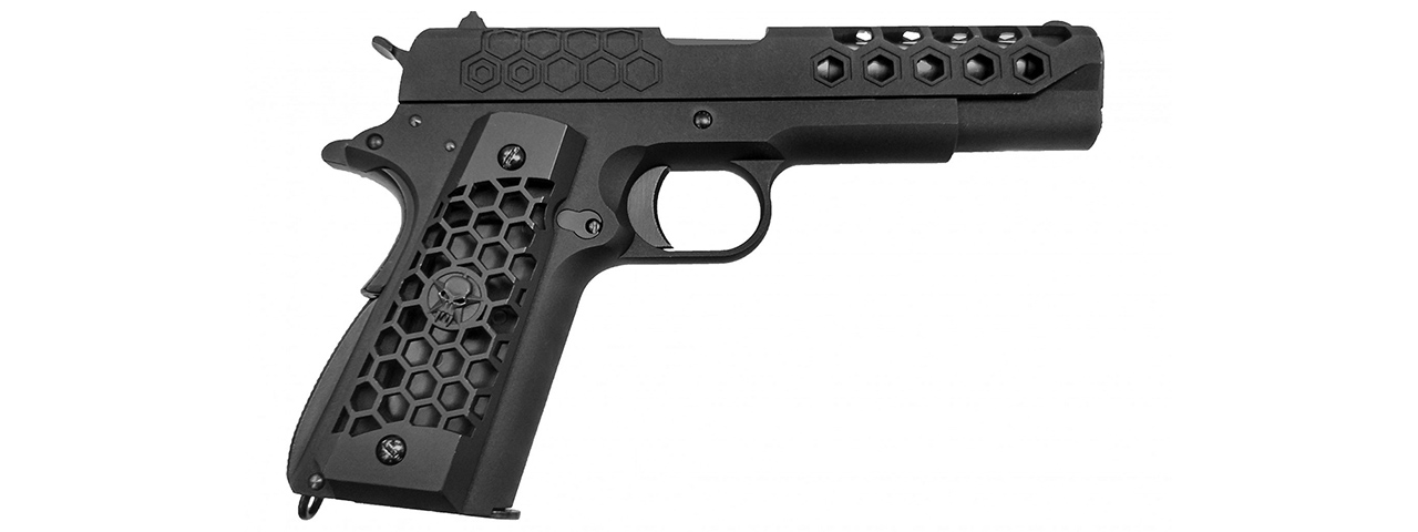 WE Tech 1911 Hex Cut Gen. 2 Gas Blowback Airsoft Pistol (BLACK)