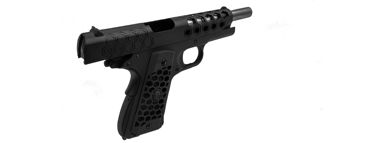 WE Tech 1911 Hex Cut Gen. 2 Gas Blowback Airsoft Pistol (BLACK) - Click Image to Close