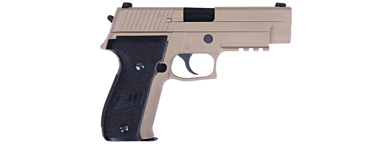 WE Tech F226 Series MK25 Gas Blowback GBB Airsoft Pistol (TAN) - Click Image to Close