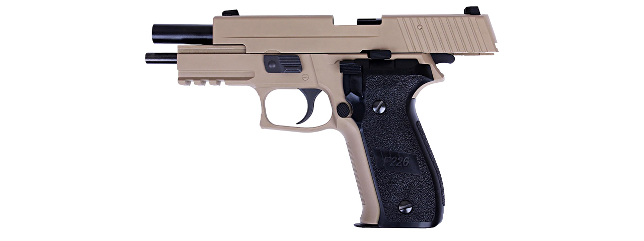 WE Tech F226 Series MK25 Gas Blowback GBB Airsoft Pistol (TAN) - Click Image to Close