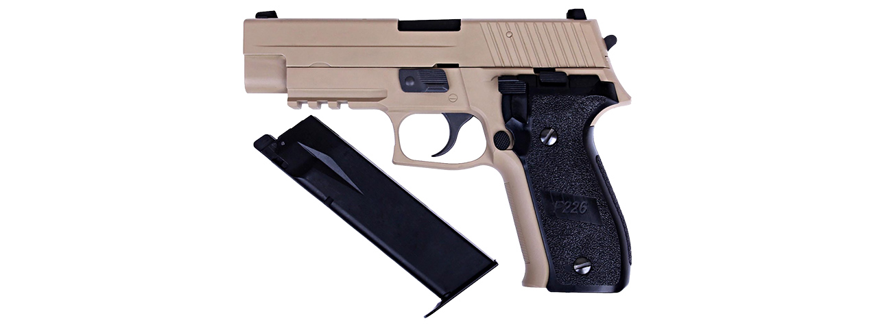 WE Tech F226 Series MK25 Gas Blowback GBB Airsoft Pistol (TAN) - Click Image to Close
