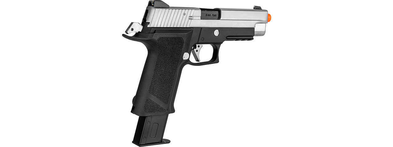 WE Tech P-Virus Two-Tone Gas Blowback Airsoft Pistol (BLACK/SILVER) - Click Image to Close