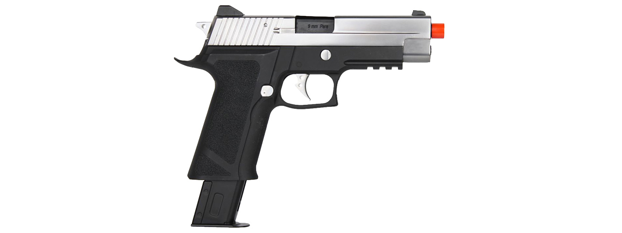WE Tech Full Metal P-Virus Two-Tone Gas Blowback Airsoft Pistol (BLACK/SILVER) - Click Image to Close