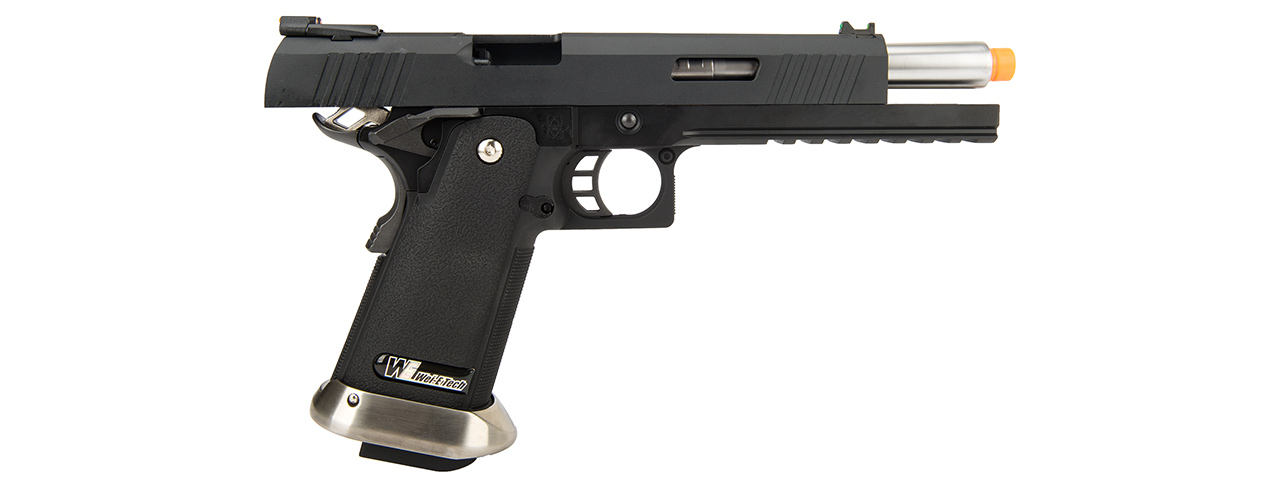 WE Tech 1911 Hi-Capa T-Rex Competition Gas Blowback Airsoft Pistol w/ Sight Mount (BLACK / SILVER)