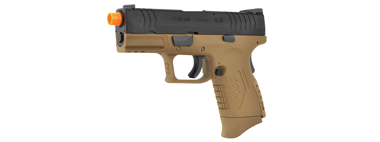 WE-Tech DM 3.8 Compact Gas Blowback Airsoft Pistol w/ 2X Mags (TAN) - Click Image to Close