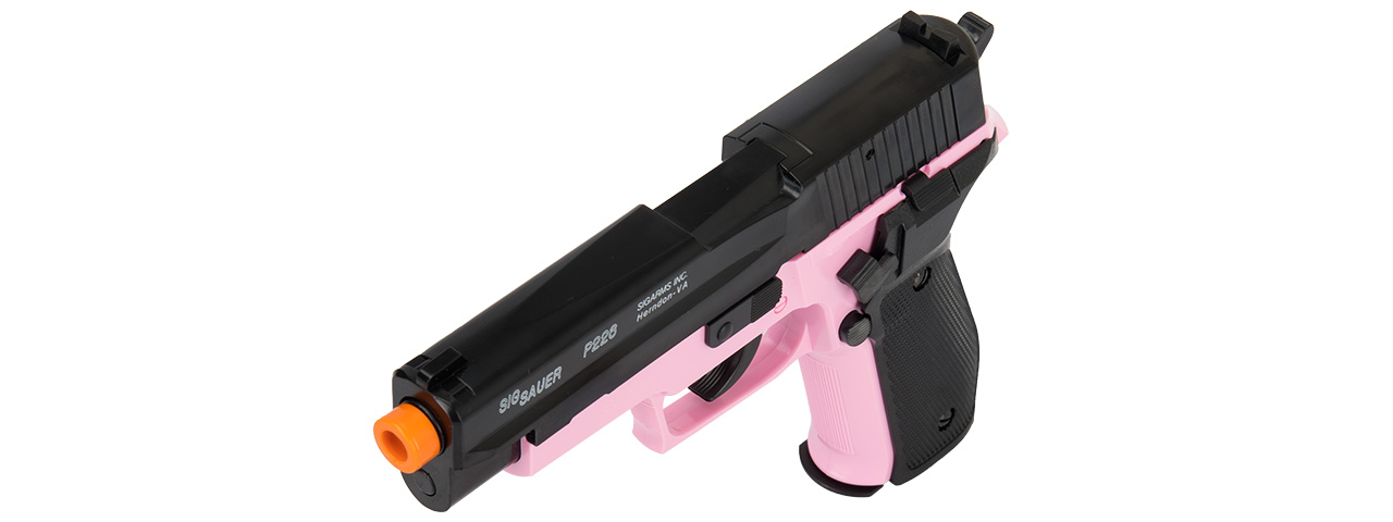 Sig Sauer P226 Spring Airsoft Pistol w/ Spare Magazine (BLACK / PINK) - Click Image to Close