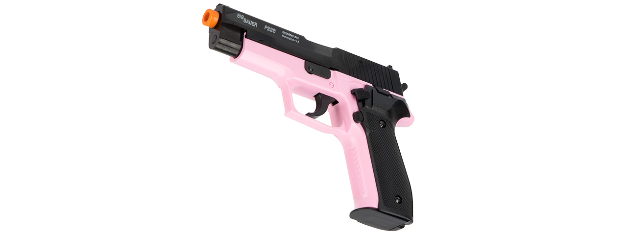 Sig Sauer P226 Spring Airsoft Pistol w/ Spare Magazine (BLACK / PINK) - Click Image to Close