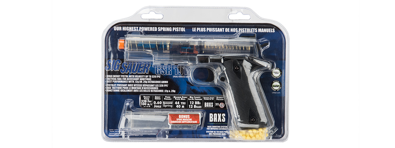 Sig Sauer GSR 1911 Spring Airsoft Pistol w/ Spare Magazine (BLACK / CLEAR) - Click Image to Close