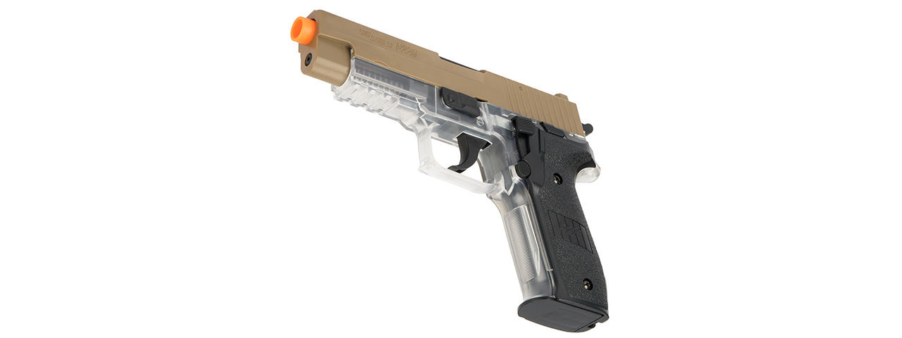 Sig Sauer P226 Spring Airsoft Pistol (DARK EARTH / CLEAR) - Click Image to Close