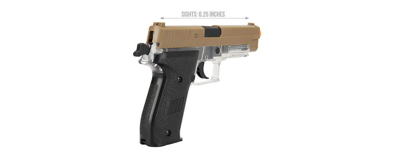 Sig Sauer P226 Spring Airsoft Pistol (DARK EARTH / CLEAR) - Click Image to Close