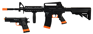 Sig Sauer Patrol Kit w/ Spring Pistol & M4 AEG Airsoft Rifle [5000 BBs Included] (BLACK / ORANGE)