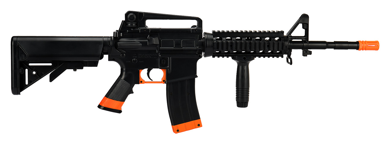 Sig Sauer Patrol Kit w/ Spring Pistol & M4 AEG Airsoft Rifle [5000 BBs Included] (BLACK / ORANGE) - Click Image to Close