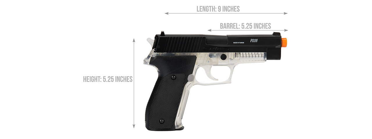 Sig Sauer P226 Spring Airsoft Pistol (BLACK / CLEAR) - Click Image to Close