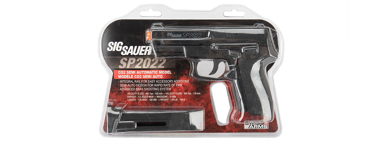 Sig Sauer SP2022 High FPS CO2 Airsoft Pistol (BLACK) - Click Image to Close