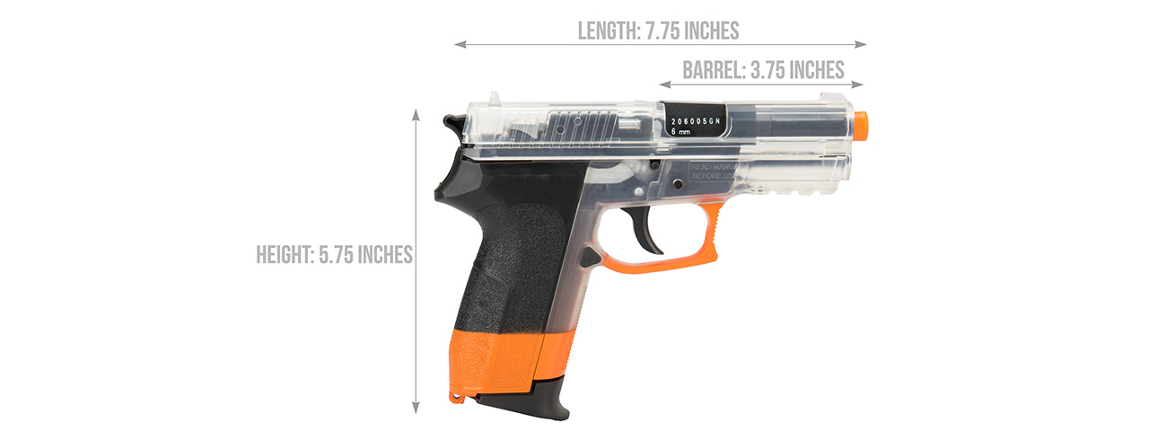 Sig Sauer SP2022 CO2 Airsoft Pistol (CLEAR / ORANGE) - Click Image to Close