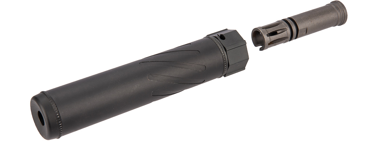 5KU SOCOM556AR QD Airsoft 7.5" Mock Suppressor / Barrel Extension [Fluted] (BLACK) - Click Image to Close