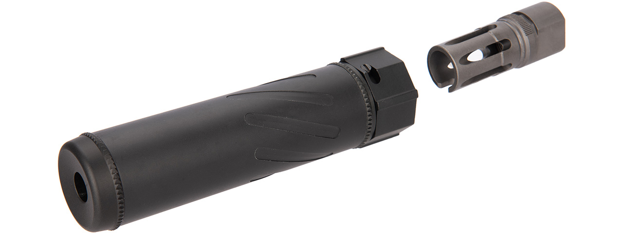 5KU SOCOM556RC QD Airsoft 6" Mock Suppressor / Barrel Extension [Smooth] (BLACK) - Click Image to Close