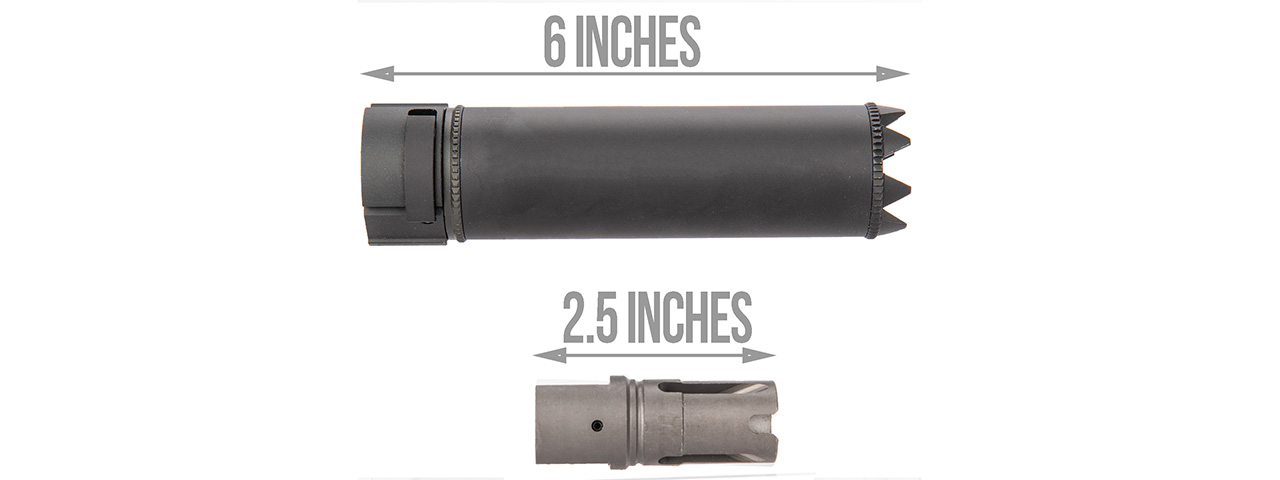 5KU SOCOM556RC Monster QD 6" Mock Suppressor / Barrel Extension [Smooth] (BLACK) - Click Image to Close