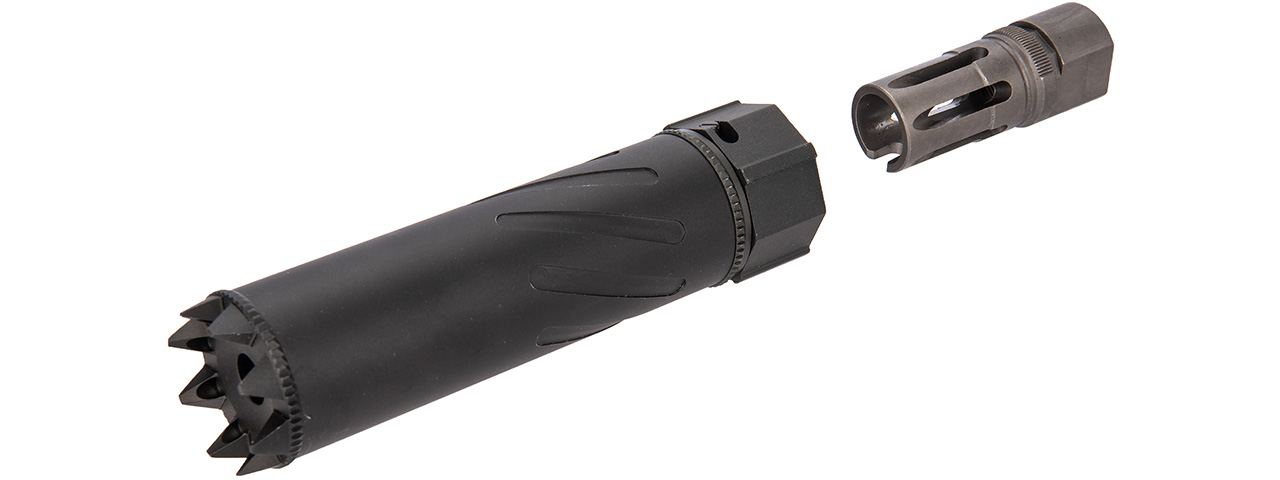 5KU SOCOM556RC Monster QD 6" Mock Suppressor / Barrel Extension [Fluted] (BLACK) - Click Image to Close