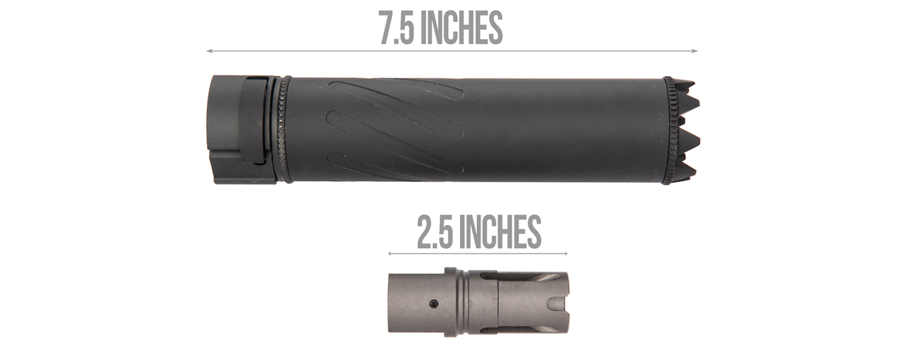 5KU SOCOM556MG Monster QD 7.5" Mock Suppressor / Barrel Extension [Fluted] (BLACK) - Click Image to Close