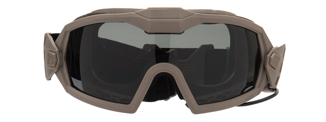 G-Force Full Seal Airsoft Goggles w/ Built-In Fan [Clear Lens] (TAN) - Click Image to Close