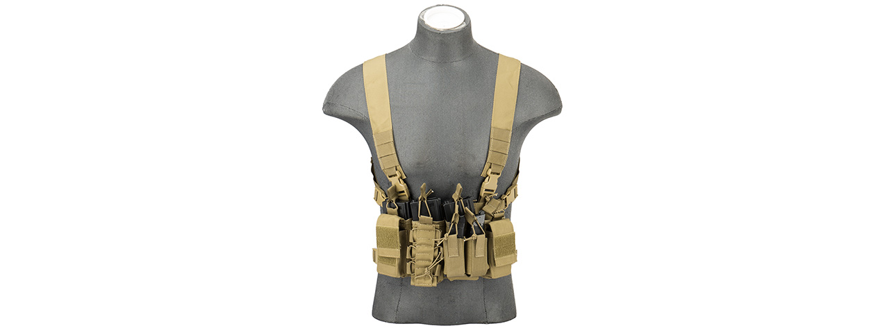 UK ARMS AIRSOFT D-MITTSU QR COMBAT CHEST RIG - KHAKI - Click Image to Close