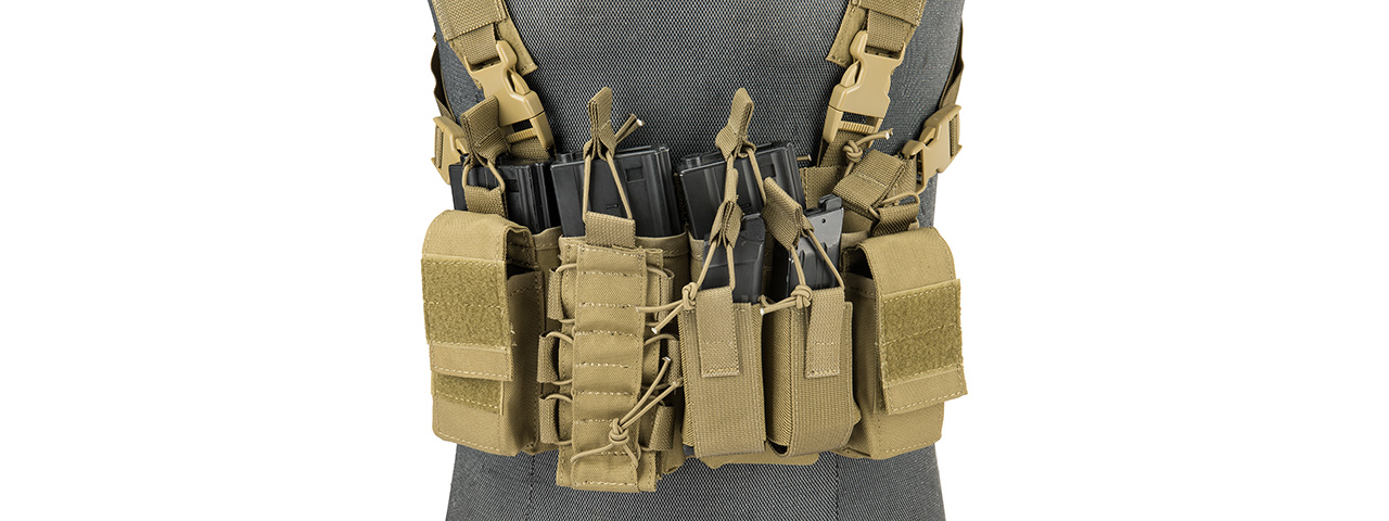 UK ARMS AIRSOFT D-MITTSU QR COMBAT CHEST RIG - KHAKI