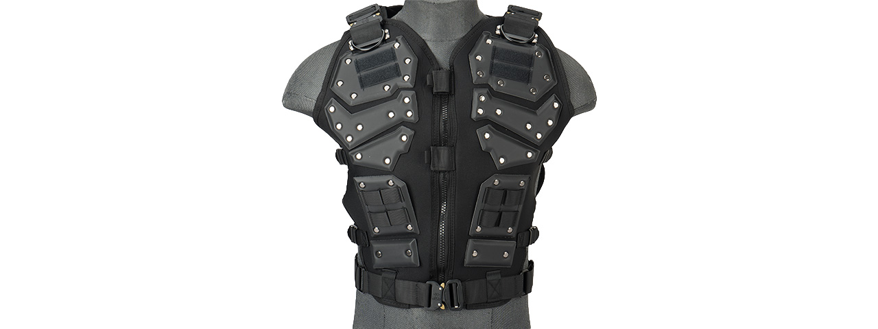 Tactical Airsoft Vest Body Armory w/ Padded Chest Protector (BLACK) - Click Image to Close
