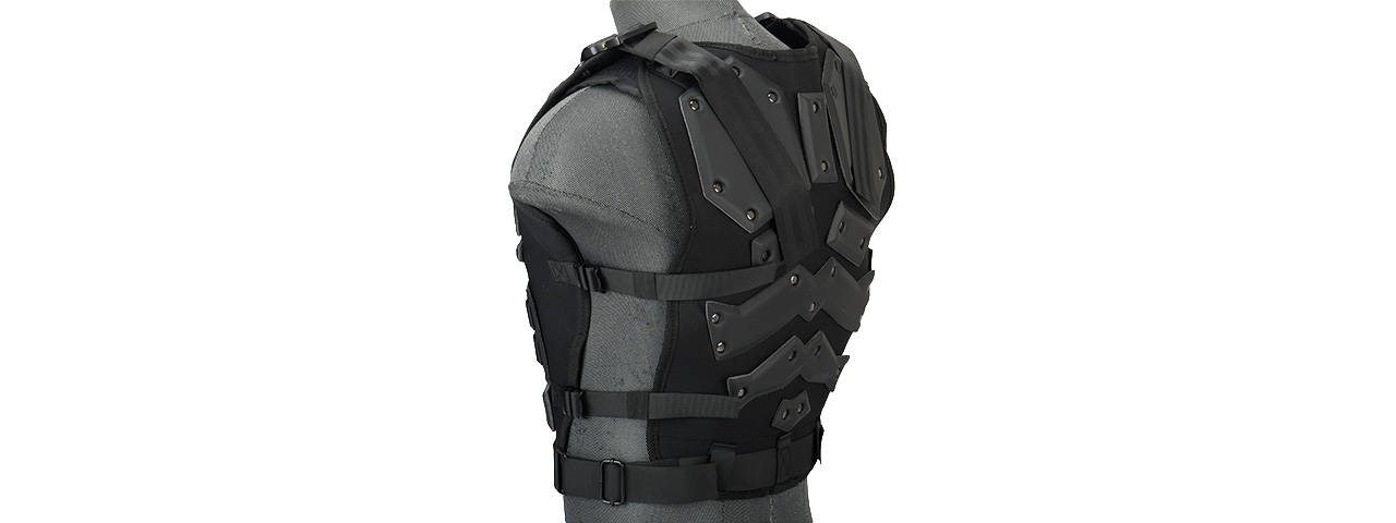 Tactical Airsoft Vest Body Armory w/ Padded Chest Protector (BLACK) - Click Image to Close