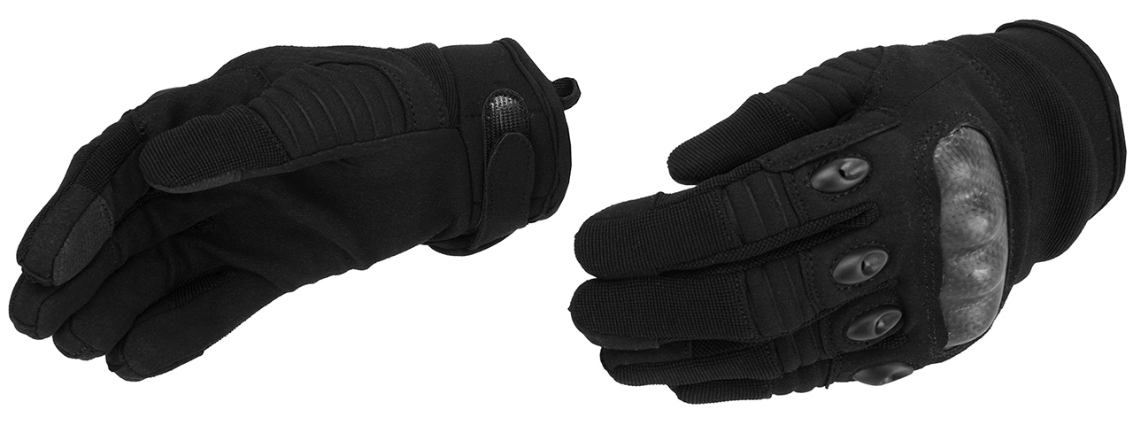 Lancer Tactical Kevlar Airsoft Tactical Hard Knuckle Gloves [MED] (BLACK) - Click Image to Close