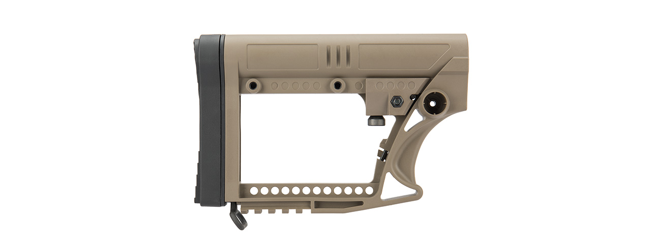 G-Force Adjustable Stock w/ Cheek Plate for Carbine Airsoft Rifles (TAN) - Click Image to Close
