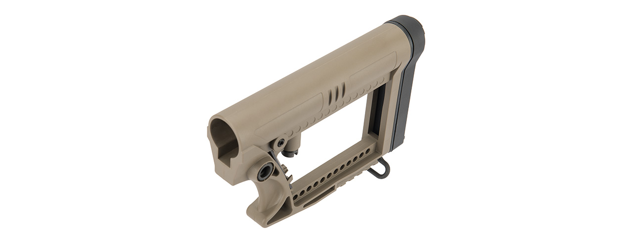 G-Force Adjustable Stock w/ Cheek Plate for Carbine Airsoft Rifles (TAN) - Click Image to Close