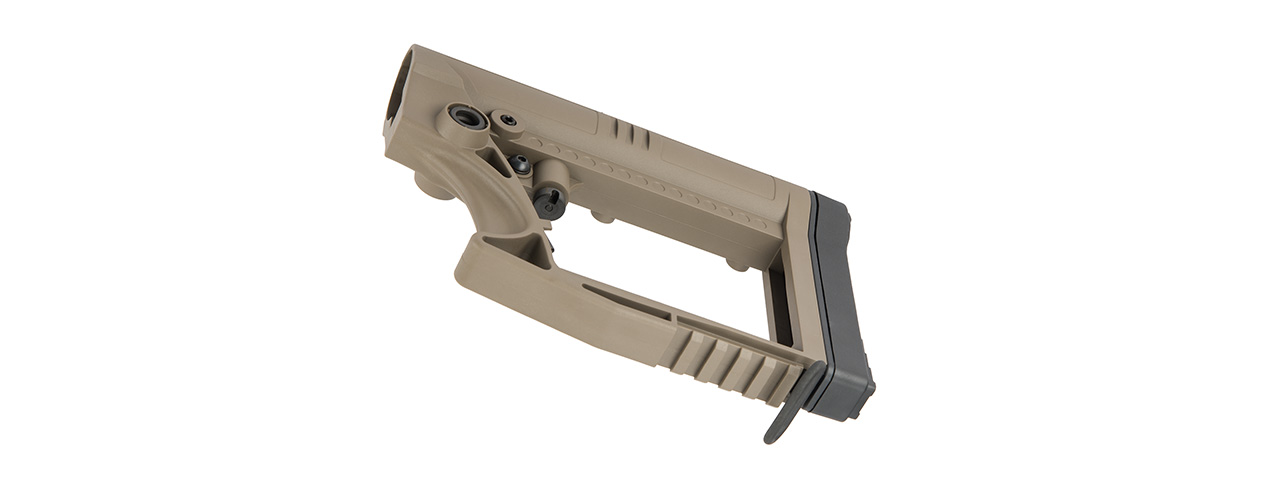 G-Force Adjustable Stock w/ Cheek Plate for Carbine Airsoft Rifles (TAN) - Click Image to Close