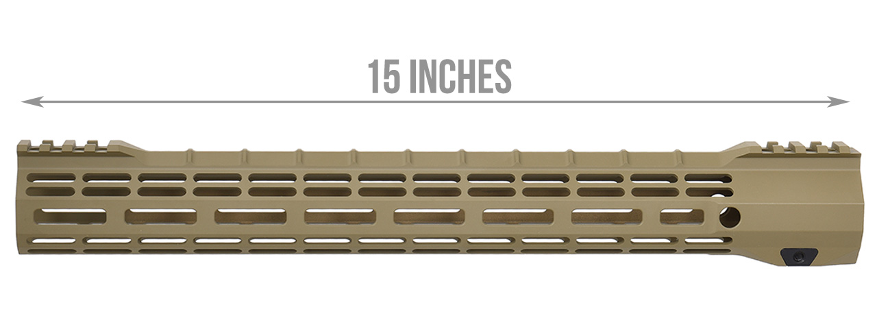 15" M-LOK Ultralight Rail System for M4 / M16 Airsoft AEG Rifles (MATTE TAN)