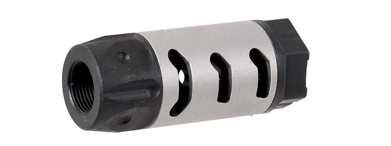 Airsoft Muzzle Compensator [14mm CCW] (SILVER / BLACK)