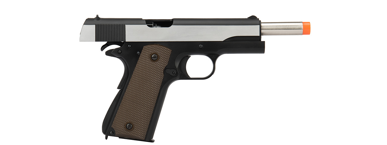 Army Armament Full Metal R31 1911 Gas Blowback Airsoft Pistol w/ Imitation Wood Grips (BLACK / SILVER) - Click Image to Close