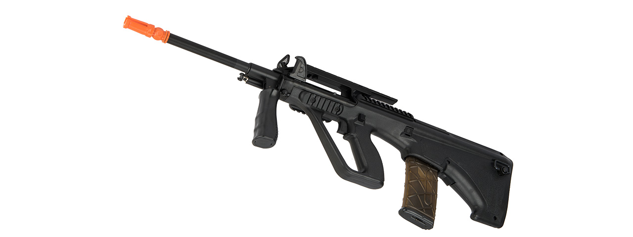 Army Armament Polymer AUG Civilian AEG Airsoft Rifle w/ Top Rail (BLACK) - Click Image to Close