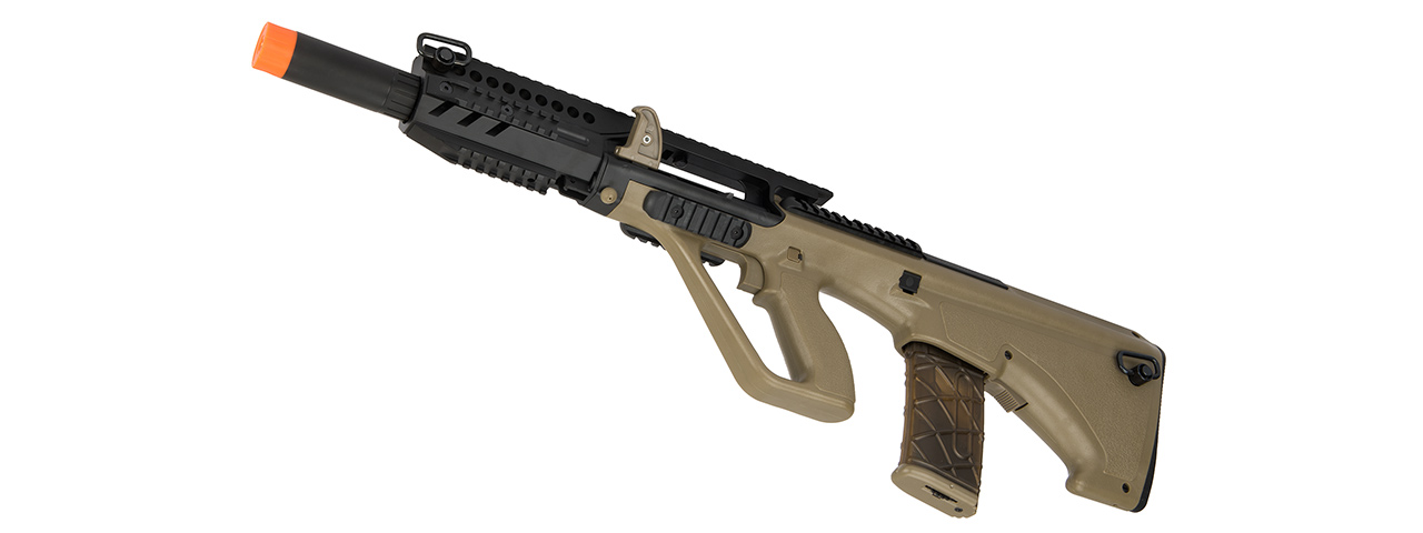 Army Armament AUG A3 Polymer Carbine Length Airsoft AEG Rifle (TAN) - Click Image to Close