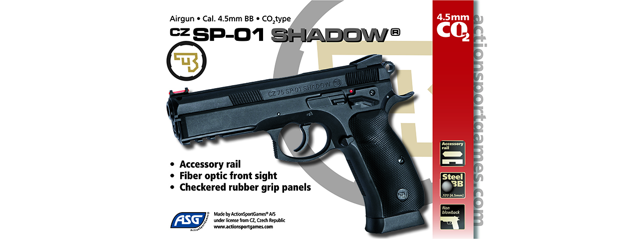 ASG Licensed CZ SP-01 Shadow CO2 4.5mm Airgun Pistol (BLACK) - Click Image to Close