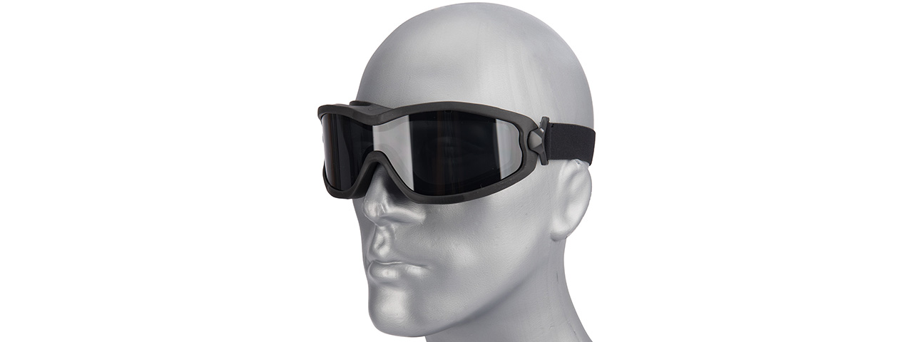 Lancer Tactical Double Layer Airsoft Goggles [Smoke Lens] (BLACK)