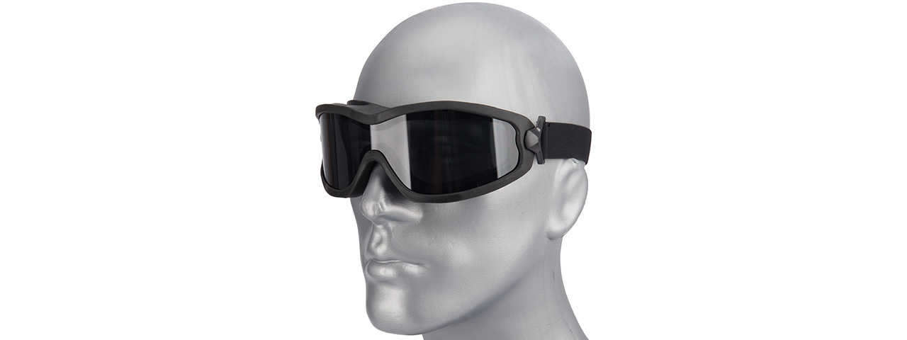 Lancer Tactical Double Layer Airsoft Goggles [Smoke Lens] (BLACK) - Click Image to Close