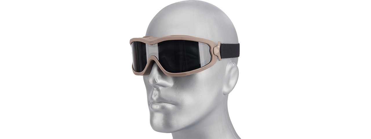 Lancer Tactical Double Layer Airsoft Goggles [Smoke Lens] (TAN)