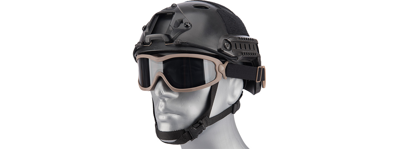 Lancer Tactical Double Layer Airsoft Goggles [Smoke Lens] (TAN) - Click Image to Close