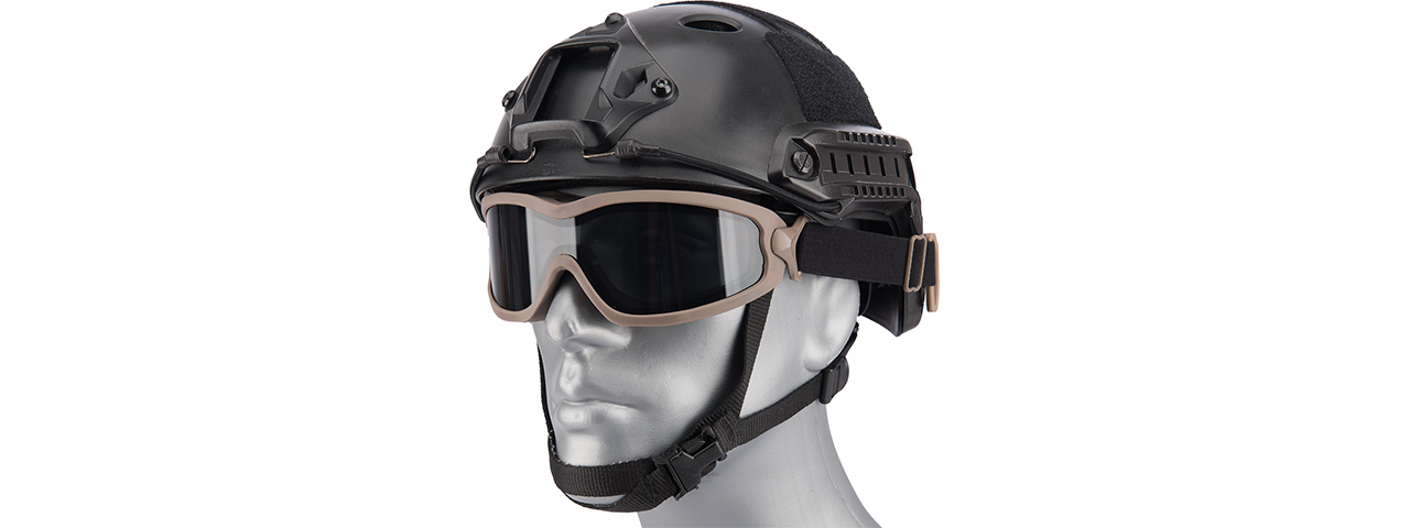 Lancer Tactical Double Layer Airsoft Goggles [Smoke Lens] (TAN)