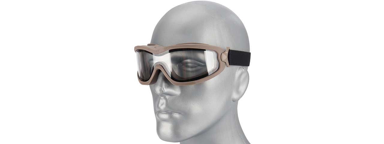 Lancer Tactical Double Layer Airsoft Goggles [Clear Lens] (TAN) - Click Image to Close