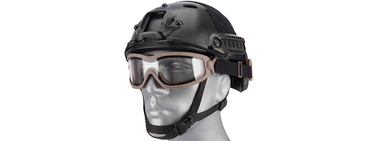 Lancer Tactical Double Layer Airsoft Goggles [Clear Lens] (TAN)