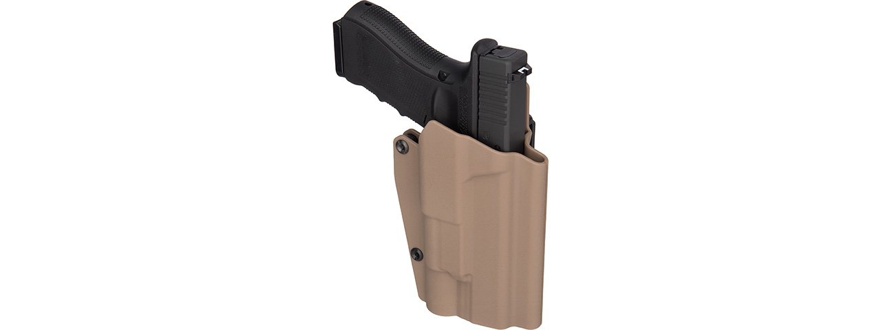 Lancer Tactical Light Bearing Hard Shell Holster for Glock 17 [Large] (TAN) - Click Image to Close