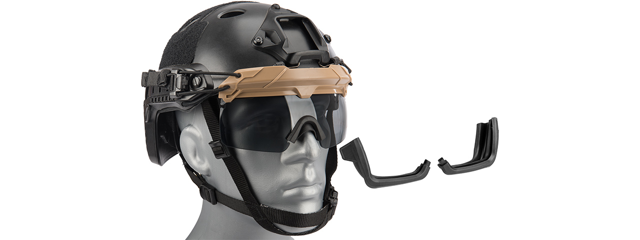 Lancer Tactical Helmet Safety Goggles [Smoke Lens] (TAN) - Click Image to Close
